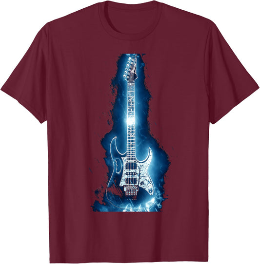 Electric Guitar (Cool Men's electric guitar shirt) T-Shirt - T-Shirt | Maroon