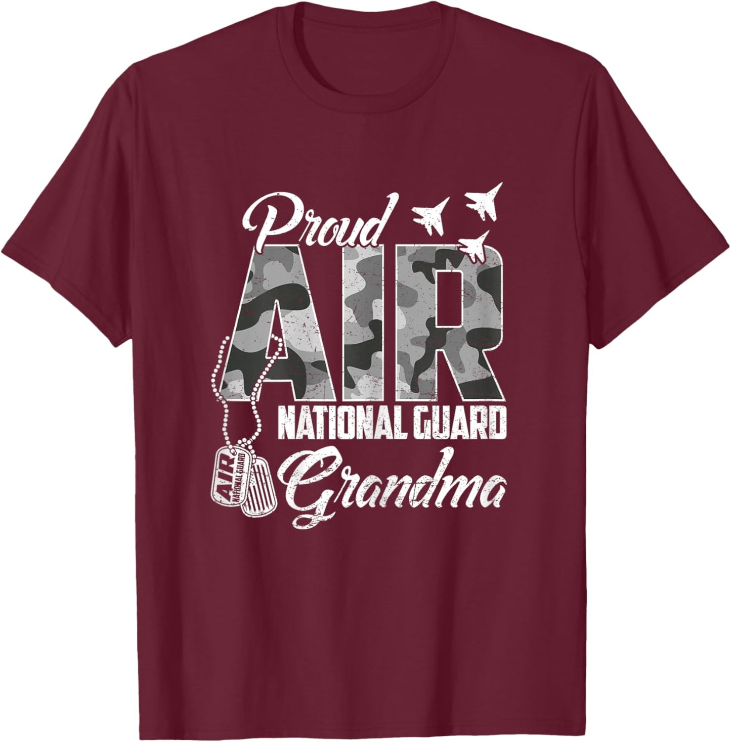 Proud Air National Guard Grandma US Camo Family Matching T-Shirt - T-Shirt | Maroon
