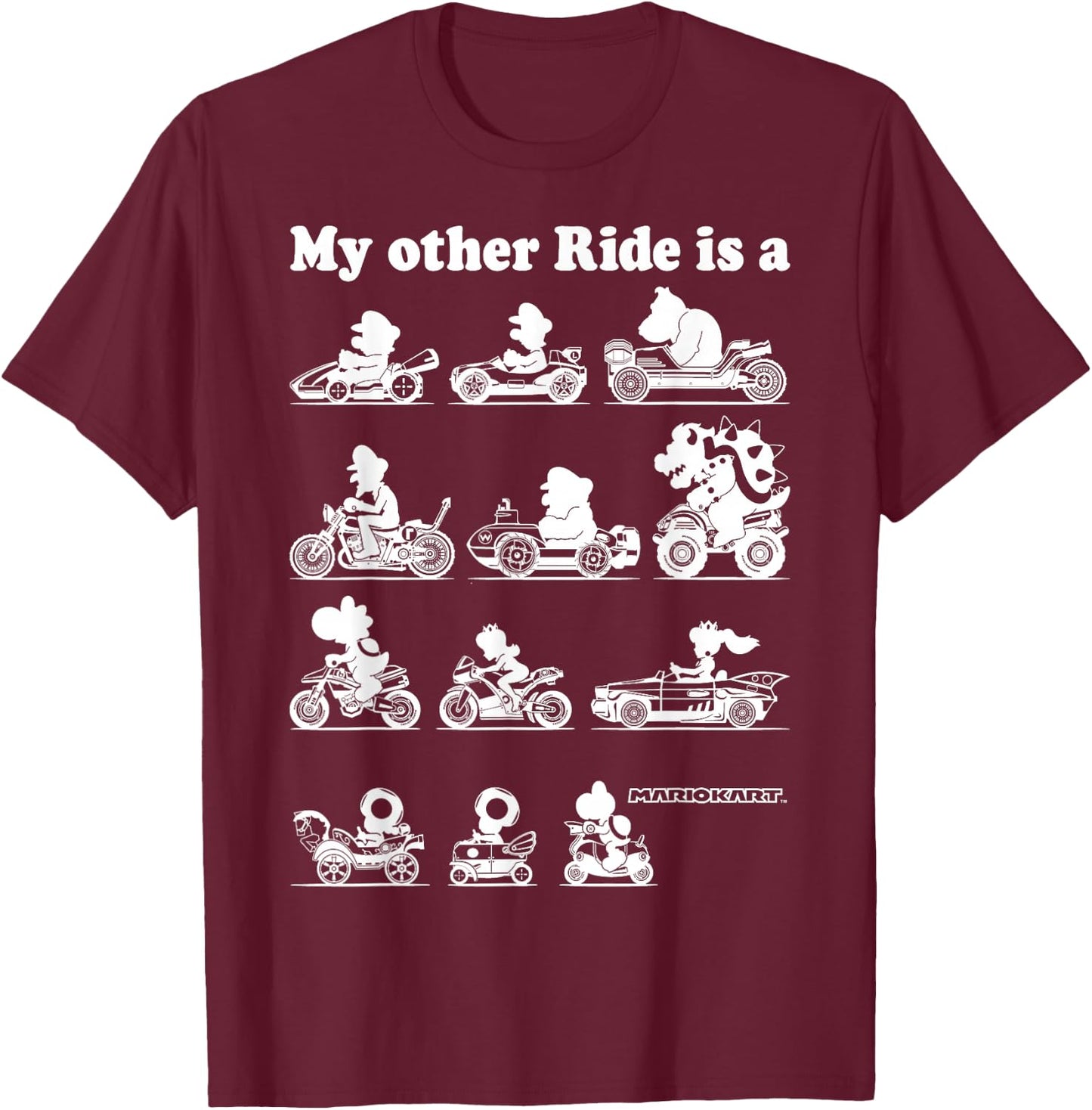 Nintendo Mario Kart My Other Ride Graphic T-Shirt - T-Shirt | Maroon