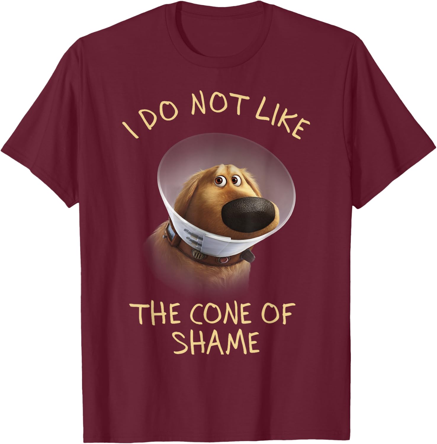 Disney Pixar Up Dug Cone Of Shame T-Shirt - T-Shirt | Maroon