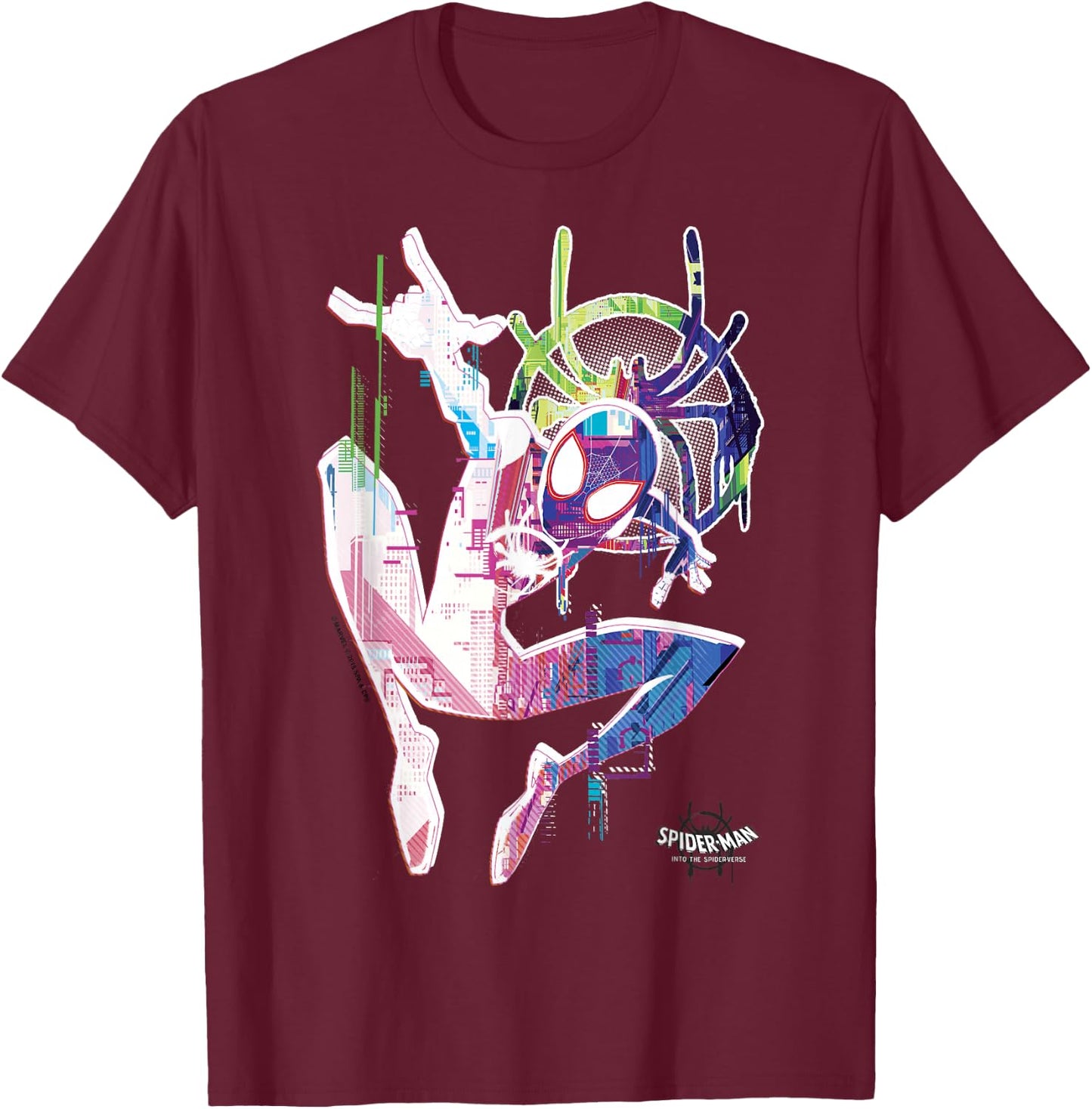 Marvel Spider-Man Spiderverse Watercolor Spidey Pose T-Shirt - T-Shirt | Maroon