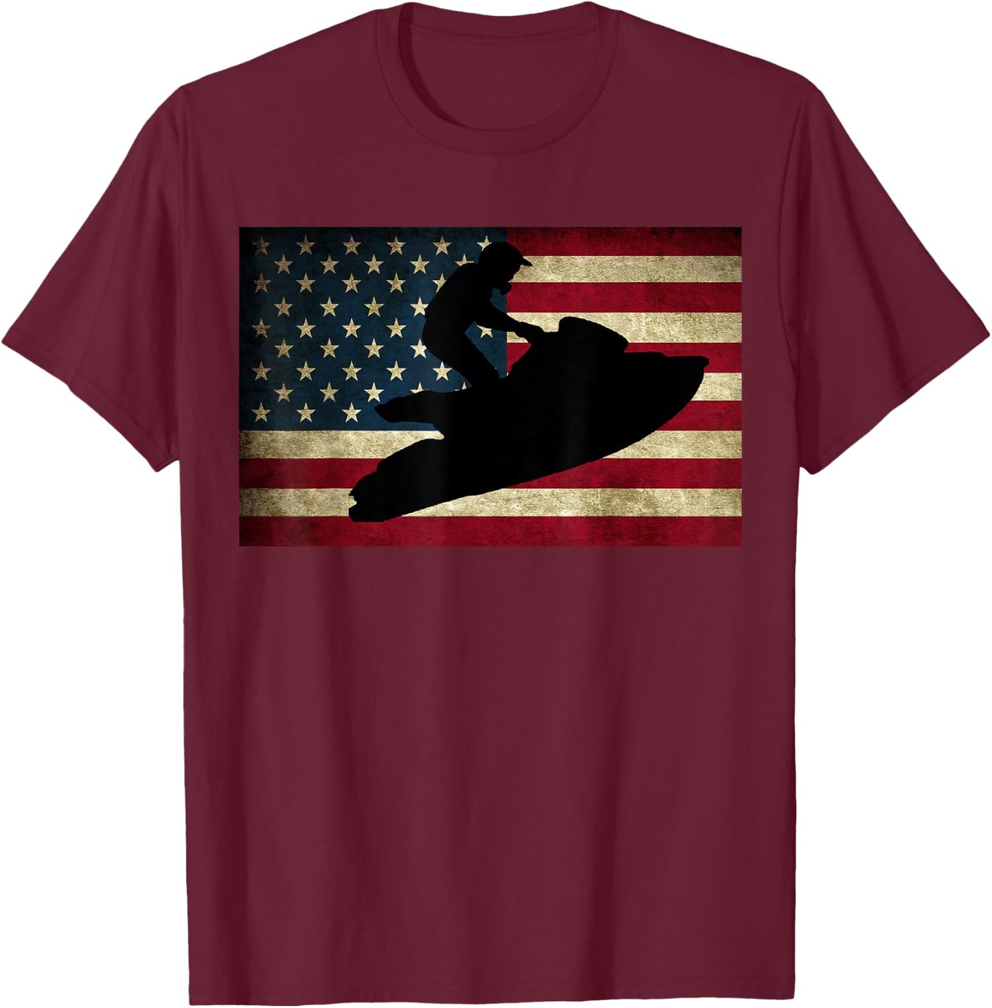 Jet Ski T Shirt Jet Skier Jet Skiing USA Flag T-Shirt - T-Shirt | Maroon