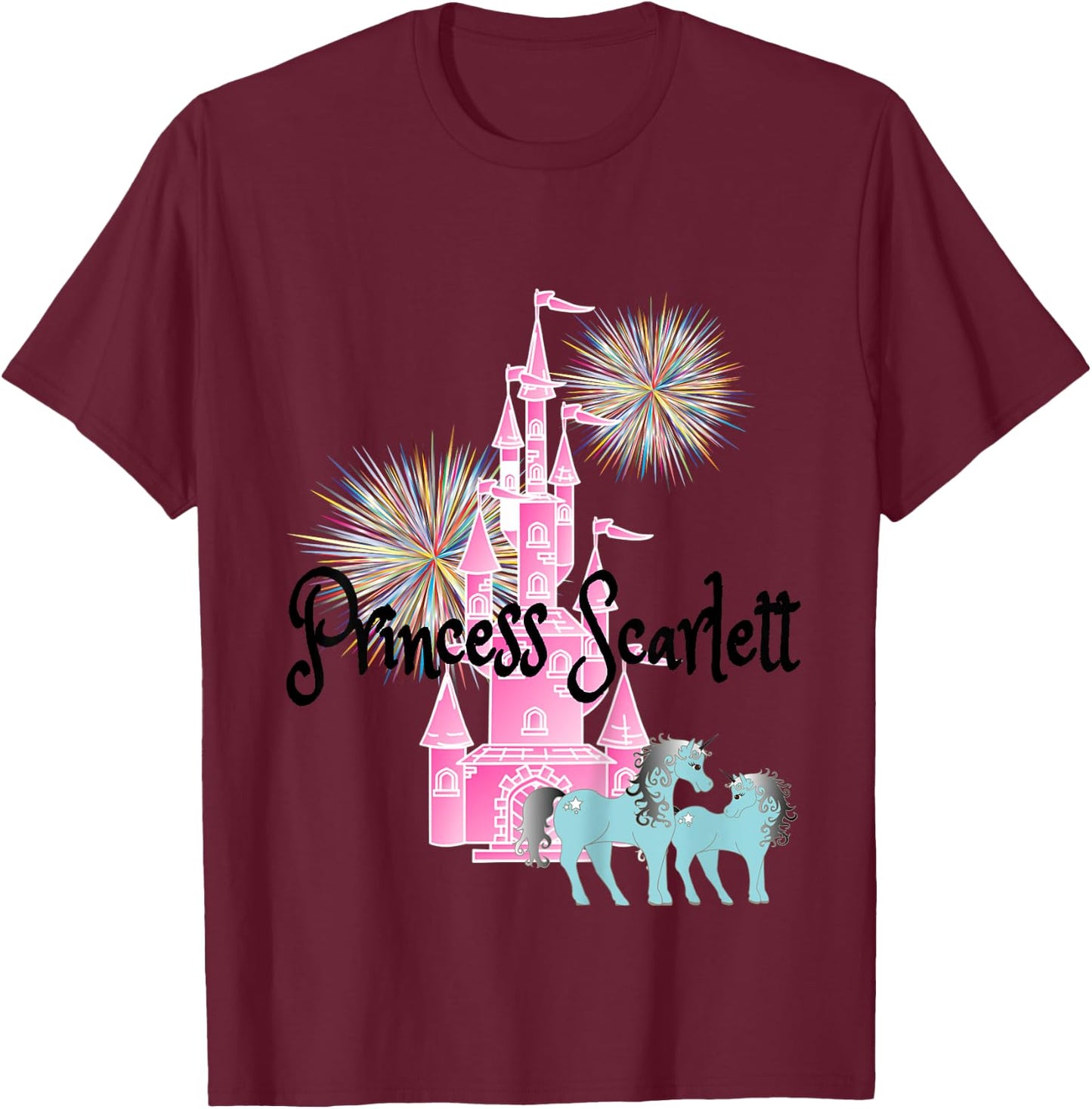 Kids Princess Scarlett Name Girls Personalized Custom T-Shirt - T-Shirt | Maroon