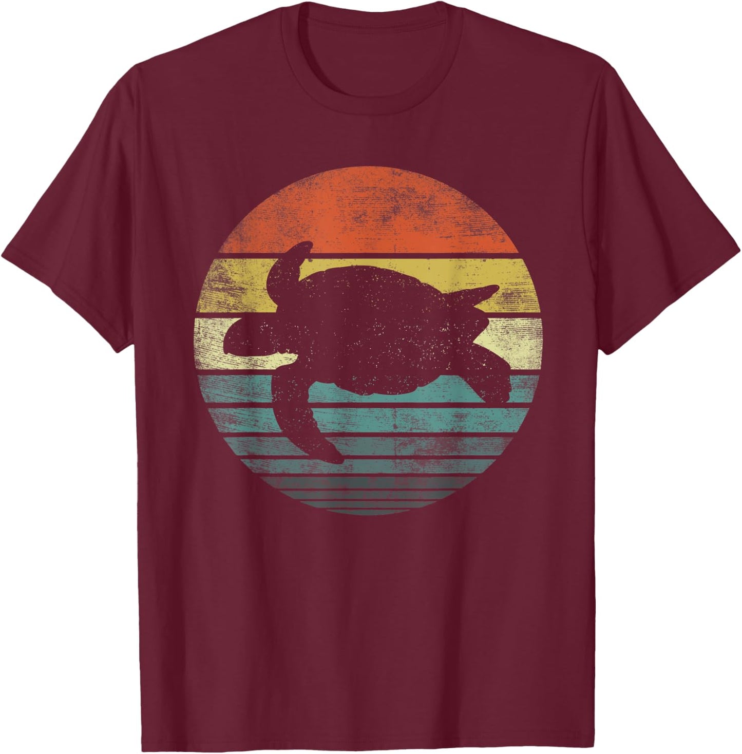 Turtle Lover Gifts Retro Vintage Zoo Reptile Silhouette T-Shirt - T-Shirt | Maroon