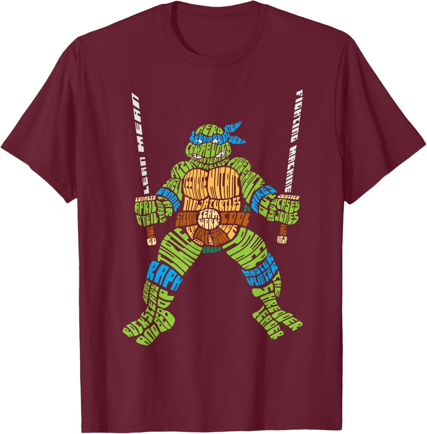 Teenage Mutant Ninja Turtles Leonardo Lettered T-Shirt - T-Shirt | Maroon