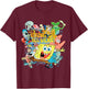 Spongebob Squarepants The Gangs All Here! Small T-Shirt - T-Shirt | Maroon