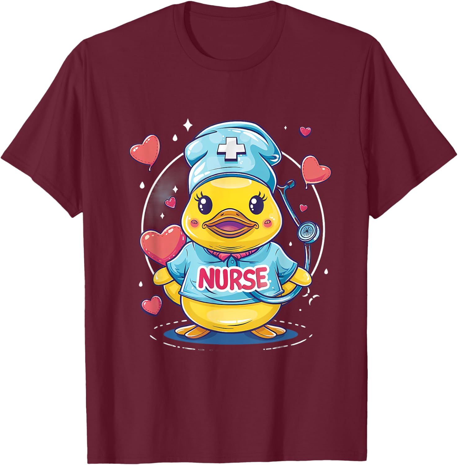 Nurse Rubber Duck Heart Rubber Duckie Nurse Appreciation T-Shirt - T-Shirt | Maroon