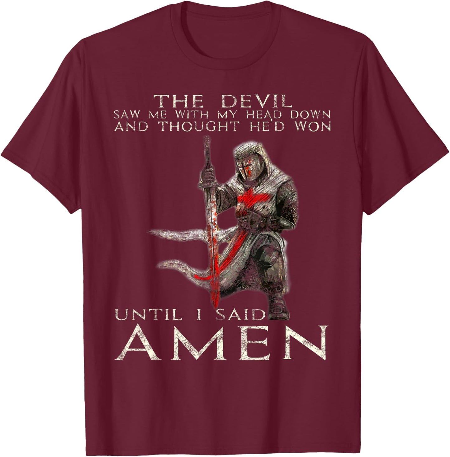 The Crusader T Shirt - The Devil Saw Me - Knight Templar T-Shirt - T-Shirt | Maroon