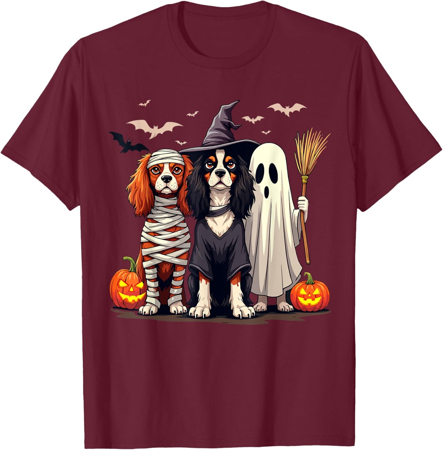Cavalier King Charles Spaniel Halloween Costume Mum Witch T-Shirt - T-Shirt | Maroon