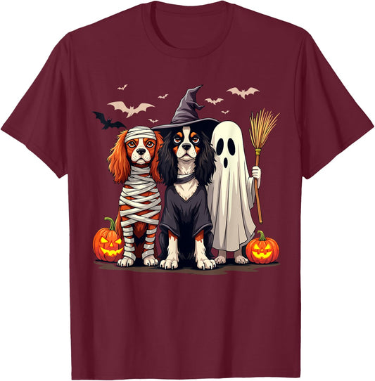 Cavalier King Charles Spaniel Halloween Costume Mum Witch T-Shirt - T-Shirt | Maroon