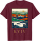 Kyiv Ukraine Vintage Retro Skyline Travel Art Design T-Shirt - T-Shirt | Maroon