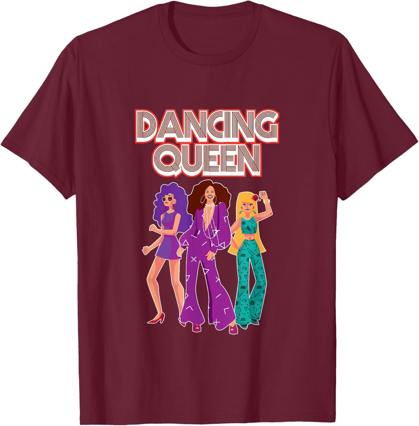 Fun Dancing Queen Disco Dance Club Party 1970s Gift Small T-Shirt - T-Shirt | Maroon