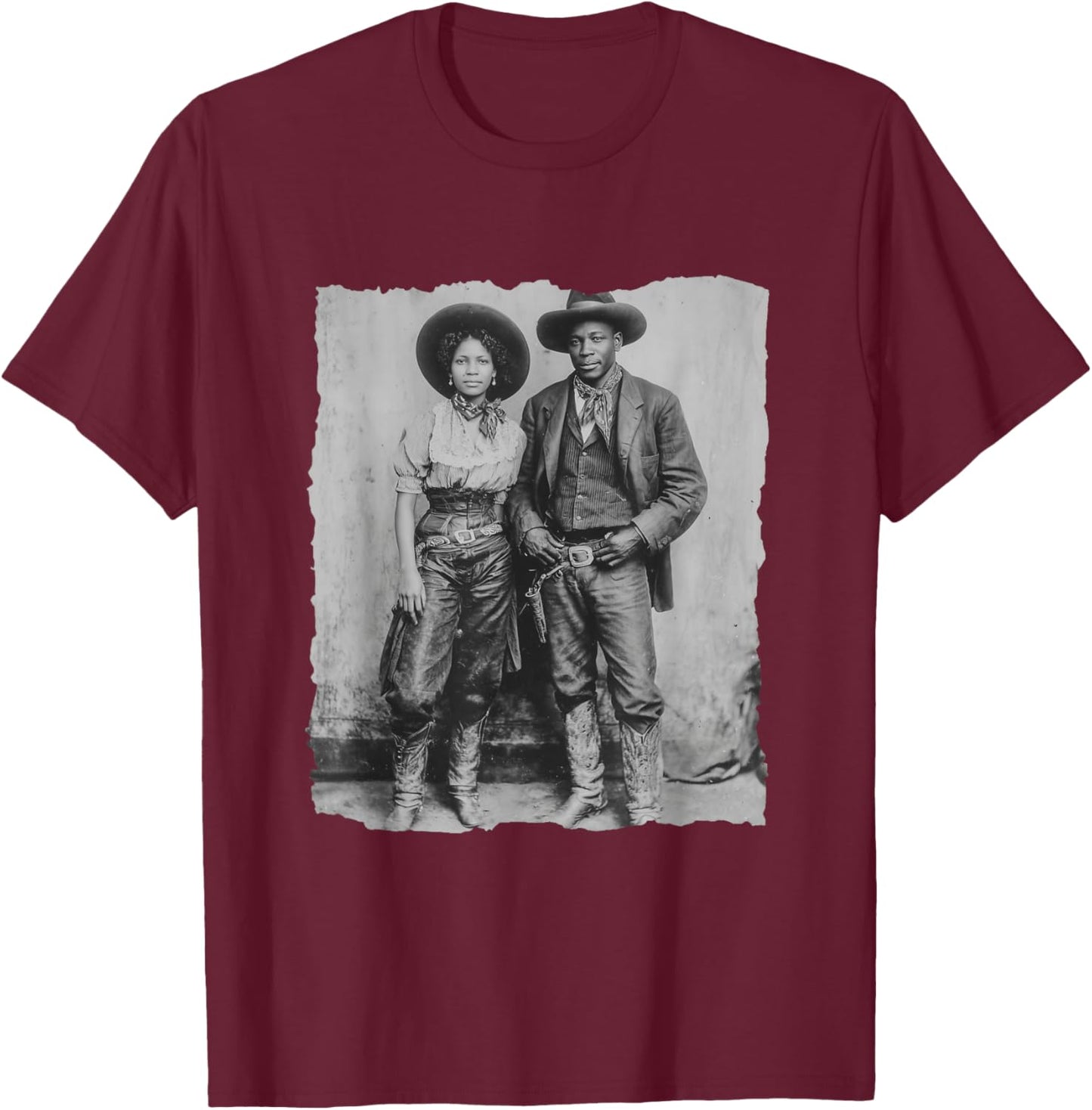 Black Cowgirl Cowboy Couple African Western T-Shirt - T-Shirt | Maroon