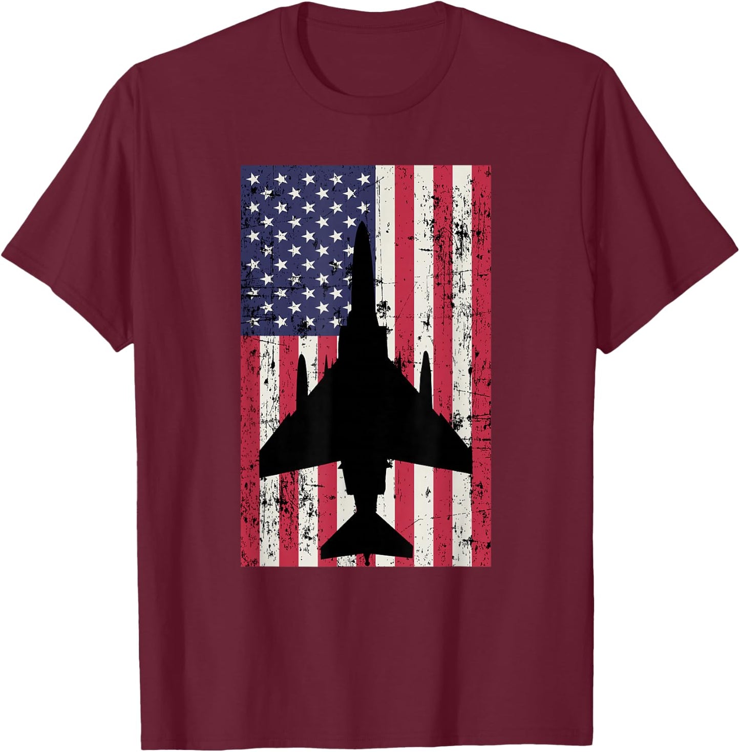 Patriotic F-4 Phantom American flag T-Shirt - T-Shirt | Maroon