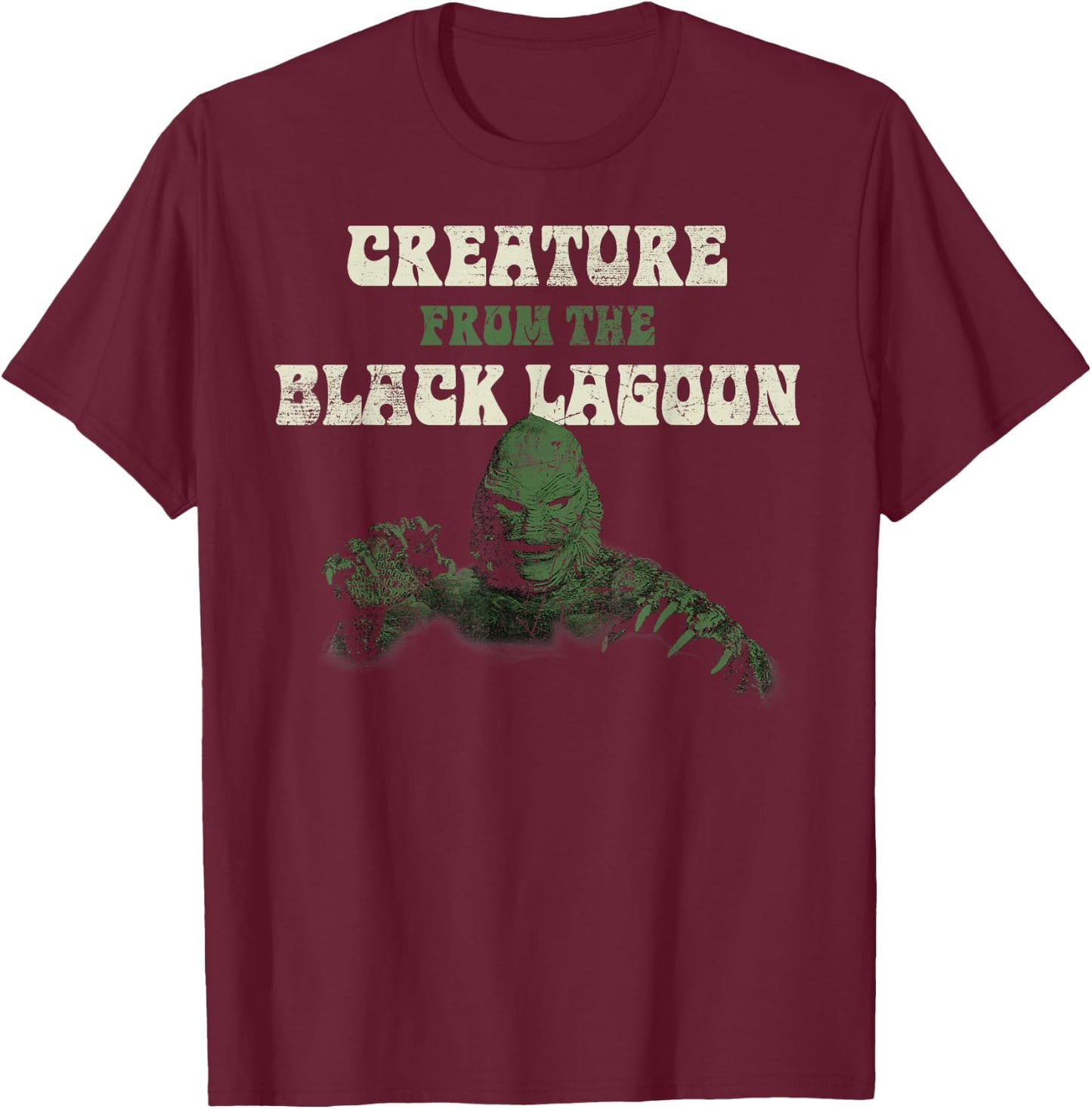 Universal Monsters From The Black Lagoon Dark Portrait T-Shirt - T-Shirt | Maroon