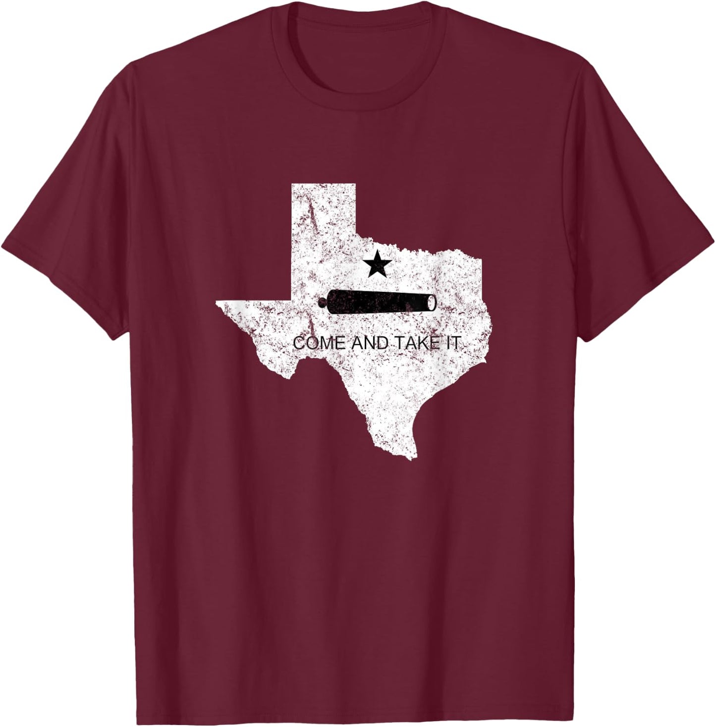Texas Come and Take It Flag Canon 1836 State T-Shirt - T-Shirt | Maroon