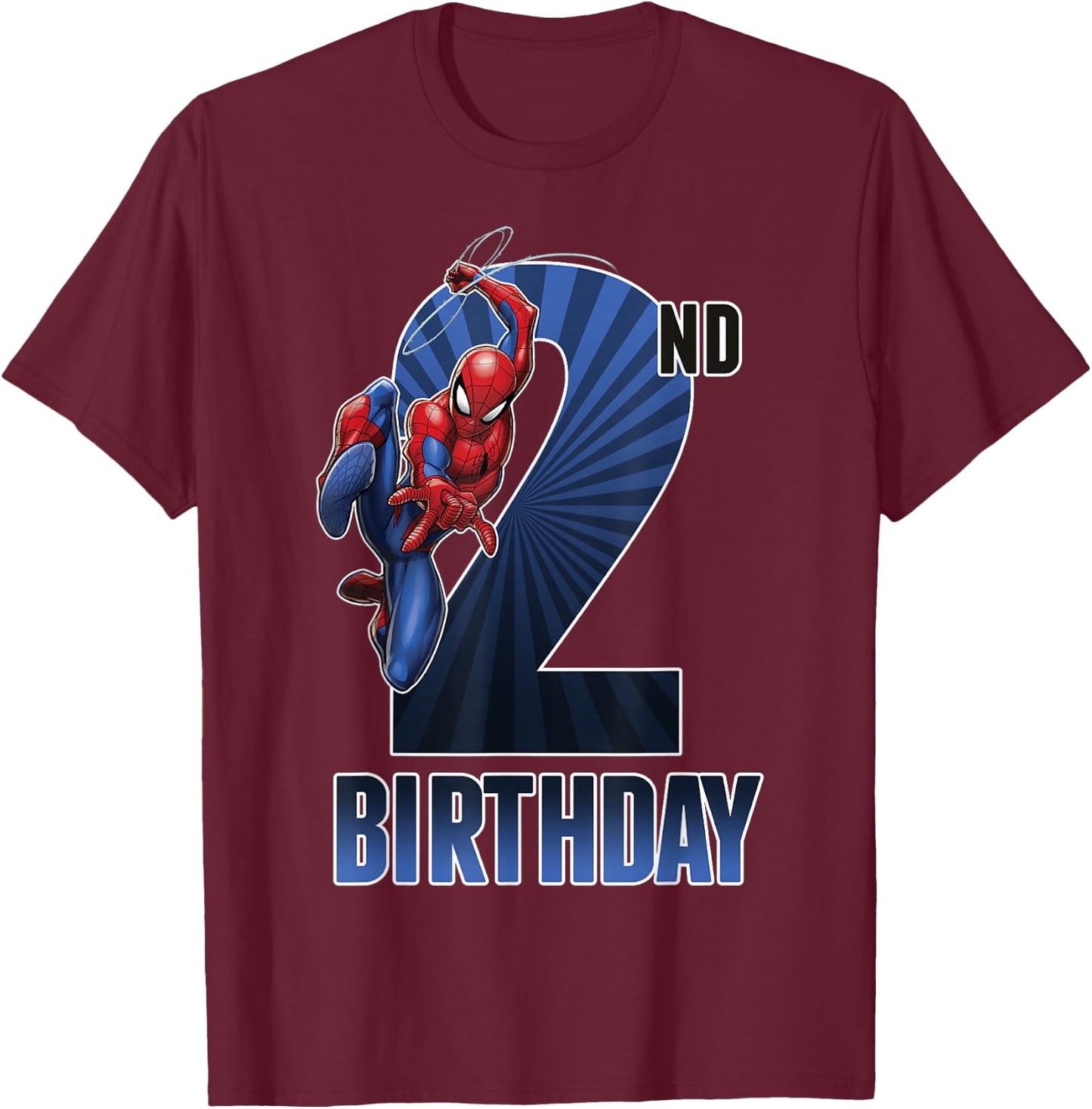 Marvel Spider-Man Swinging 2nd Birthday Graphic T-Shirt - T-Shirt | Maroon