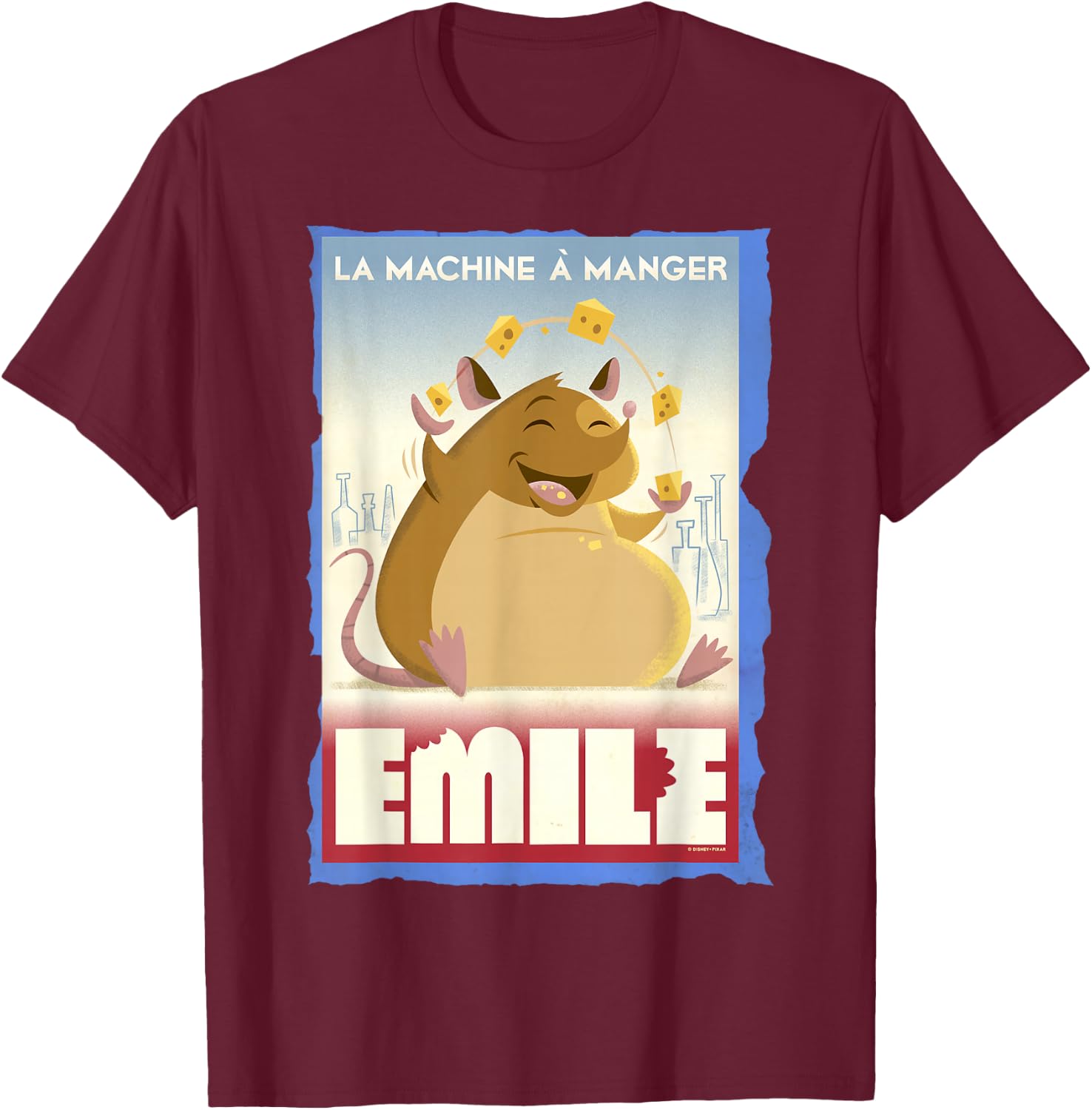 Disney Pixar Ratatouille Emile Eating Poster T-Shirt - T-Shirt | Maroon