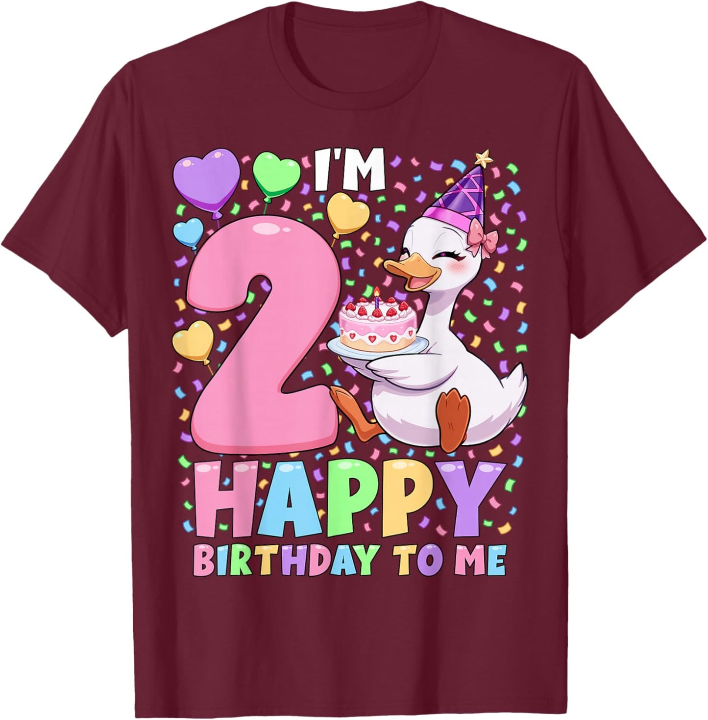 Silly Goose Birthday Shirt 2 | 2nd Birthday Girl Goose T-Shirt - T-Shirt | Maroon