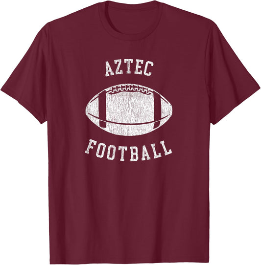 Aztec Football Distressed Vintage 80's Throwback Classic T-Shirt - T-Shirt | Maroon