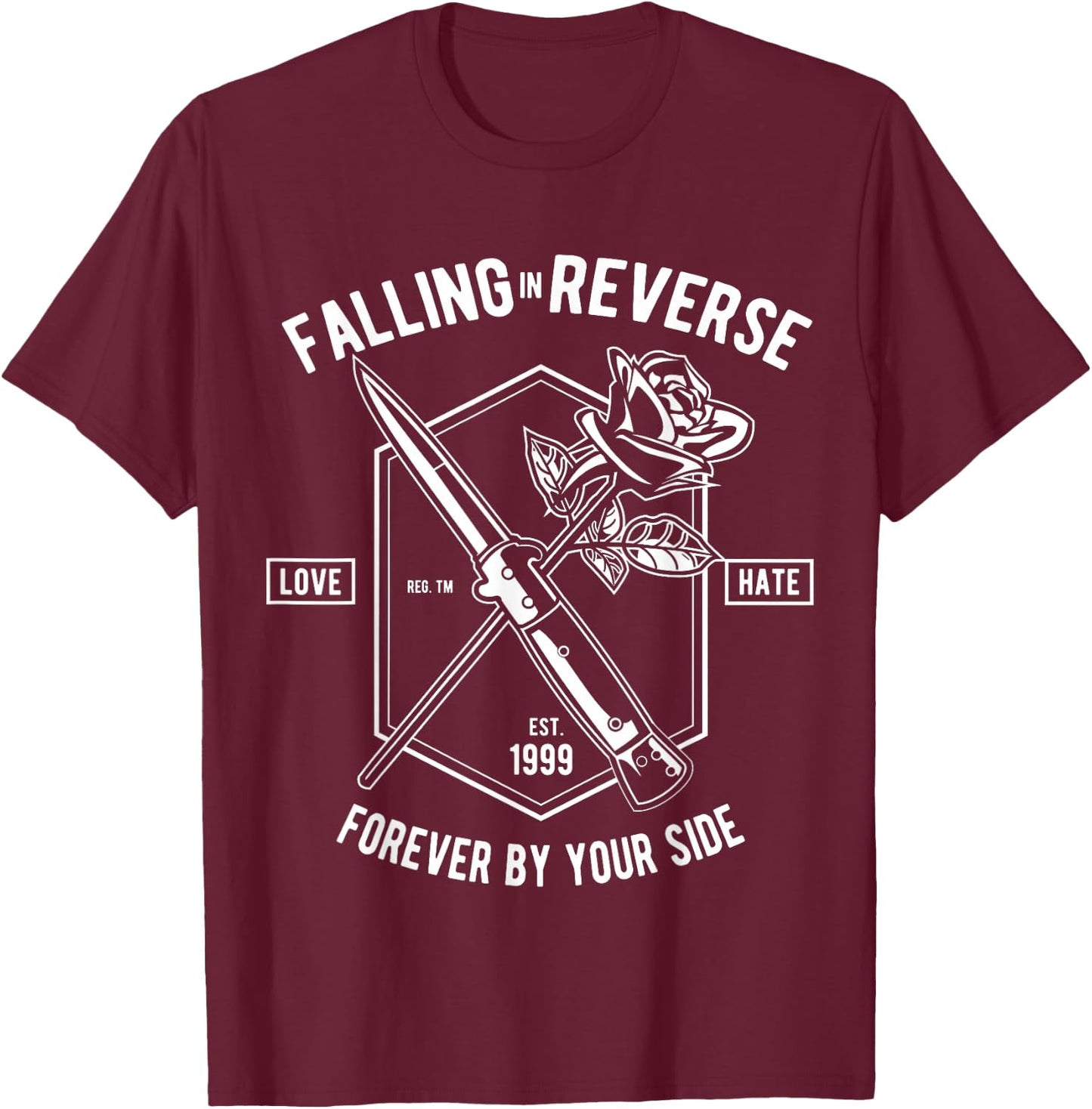 Falling in Reverse (Knife and Rose) T-Shirt - T-Shirt | Maroon