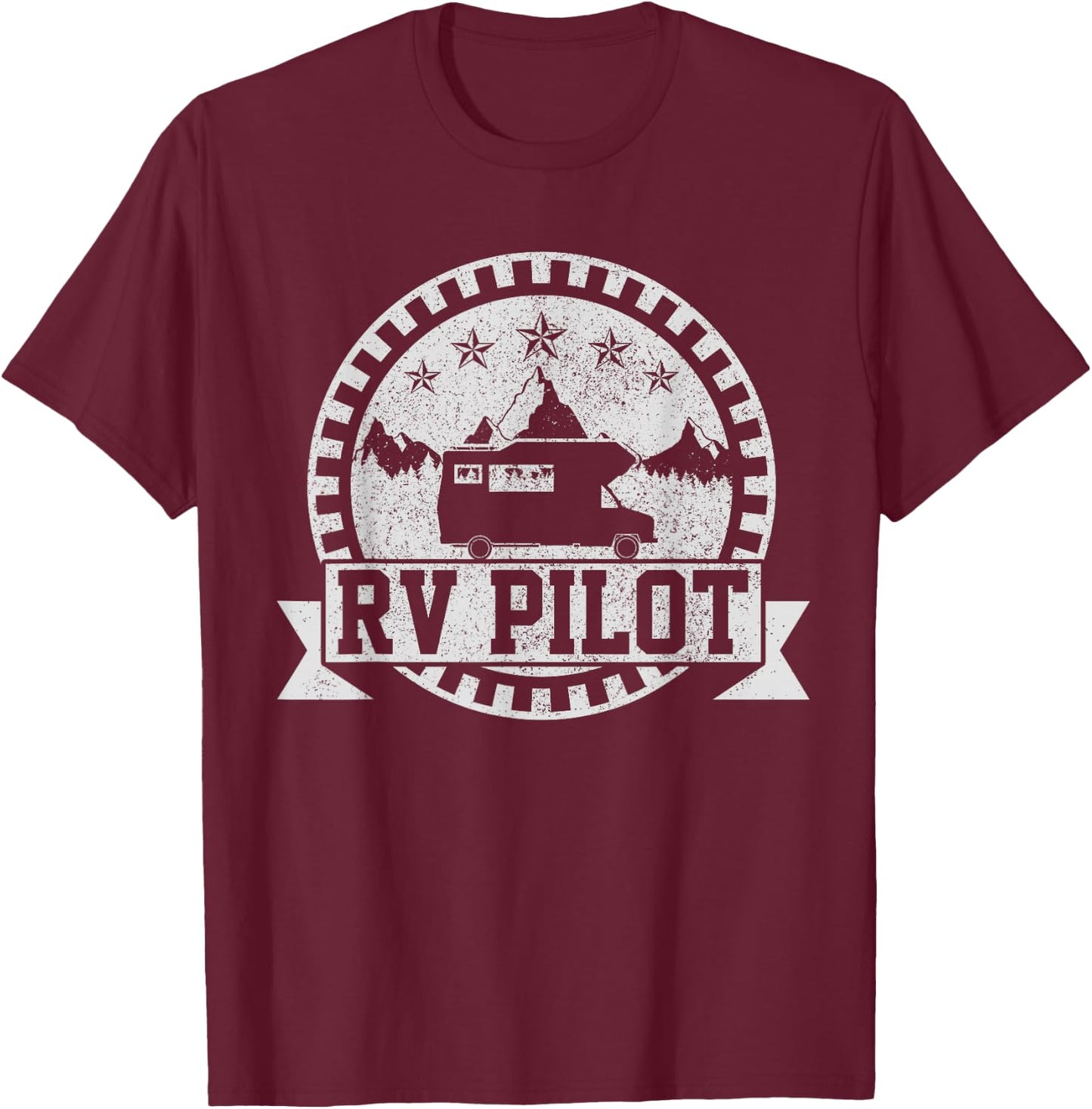 RV Pilot - Road Trip Camping Vintage Outdoor Camper Gift T-Shirt - T-Shirt | Maroon