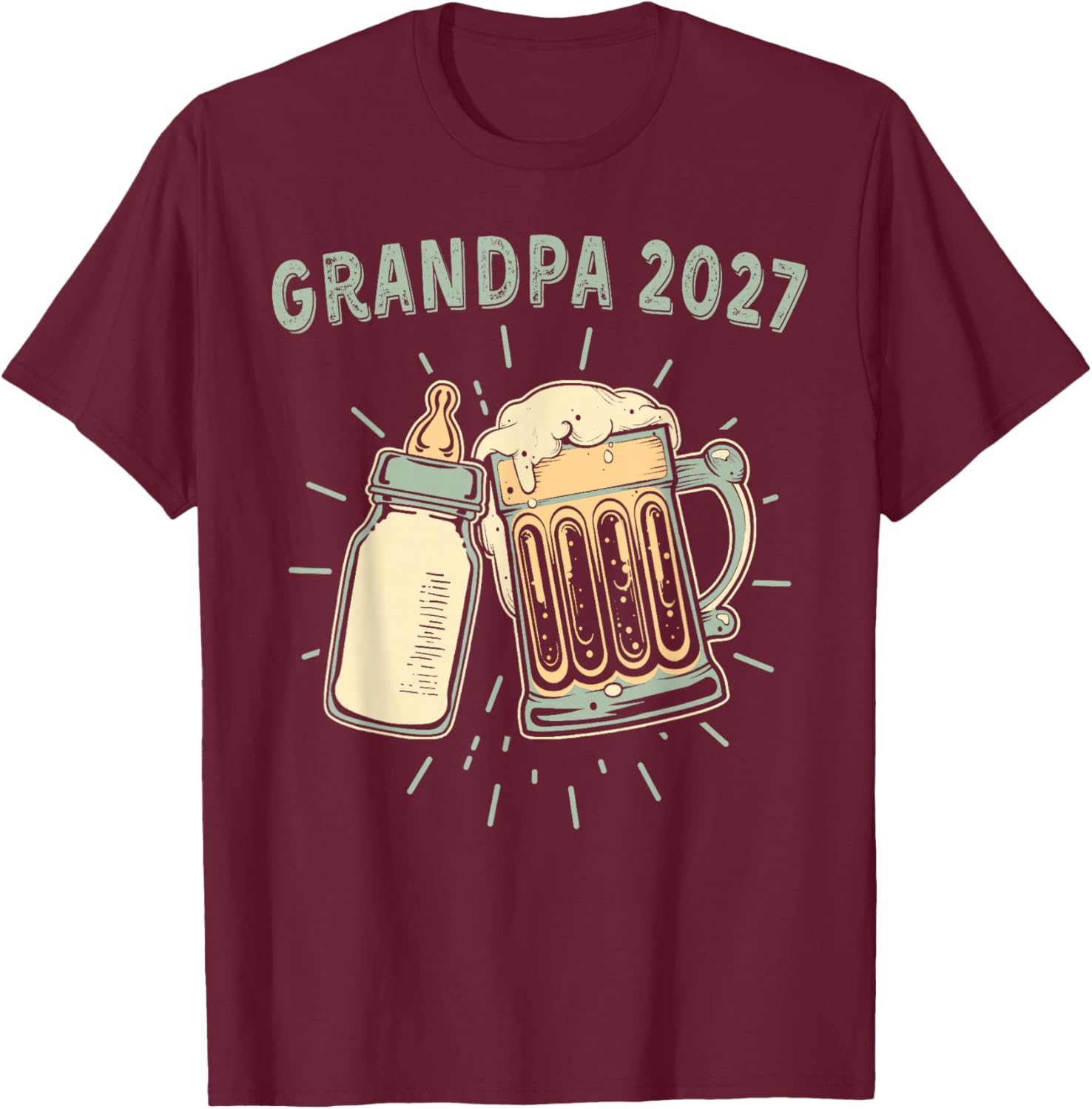 Soon to Be Grandpa 2027 Became A Grandpa T-Shirt - T-Shirt | Maroon