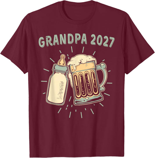 Soon to Be Grandpa 2027 Became A Grandpa T-Shirt - T-Shirt | Maroon