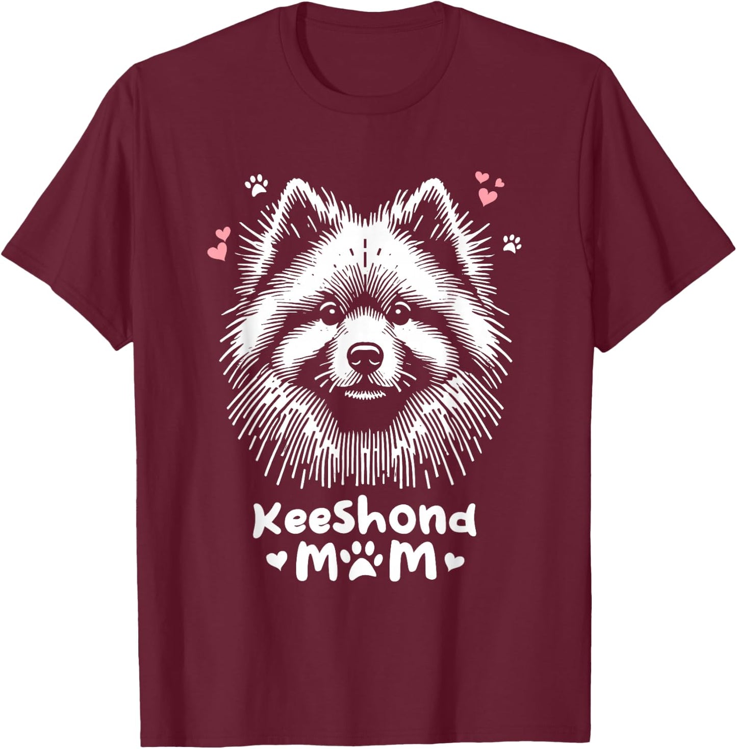 Keeshond Mom Keeshonden Dog T-Shirt - T-Shirt | Maroon