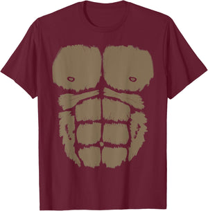 Gorilla Chest Muscle Belly Monkey Costume T-Shirt - T-Shirt | Maroon