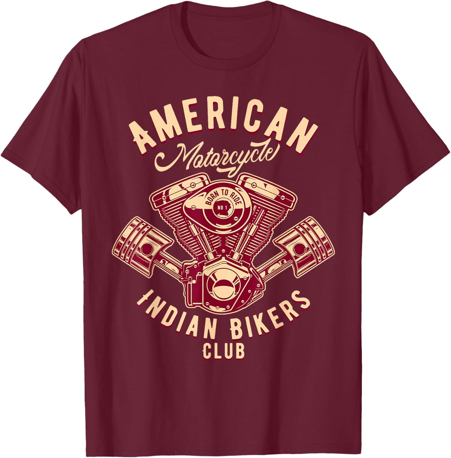 native American Motorcycle Indian Bikers Club T-Shirt - T-Shirt | Maroon