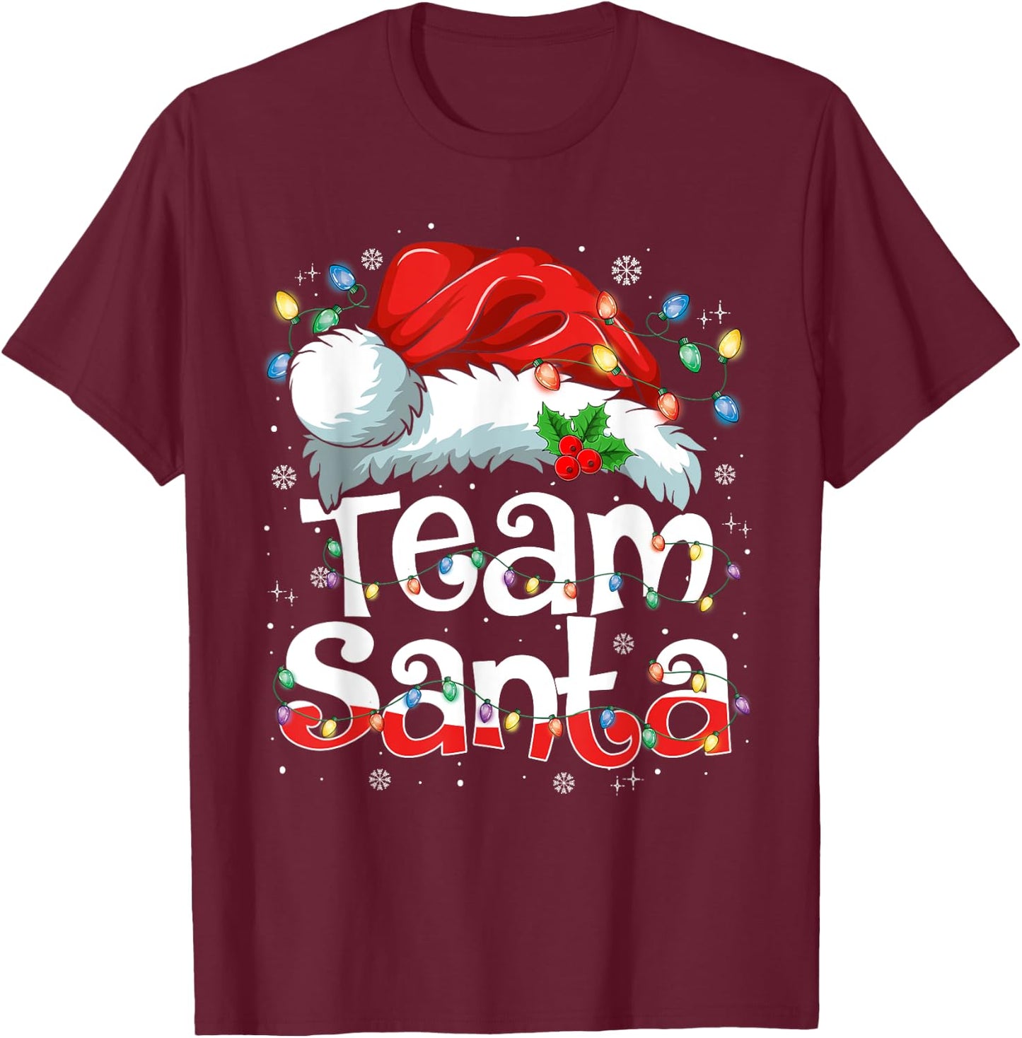 Team Santa Claus Christmas Family Matching Pajama Funny Xmas T-Shirt - T-Shirt | Maroon