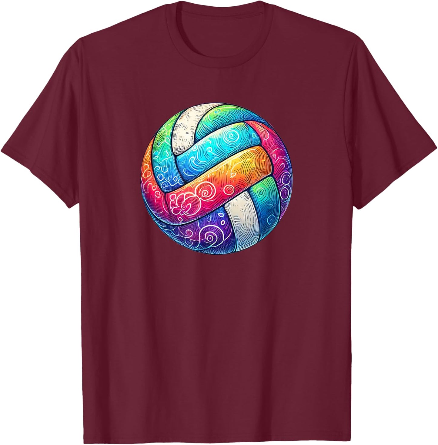 Colorful Volleyball Tie Dye Women Teen Girl Player T-Shirt - T-Shirt | Maroon