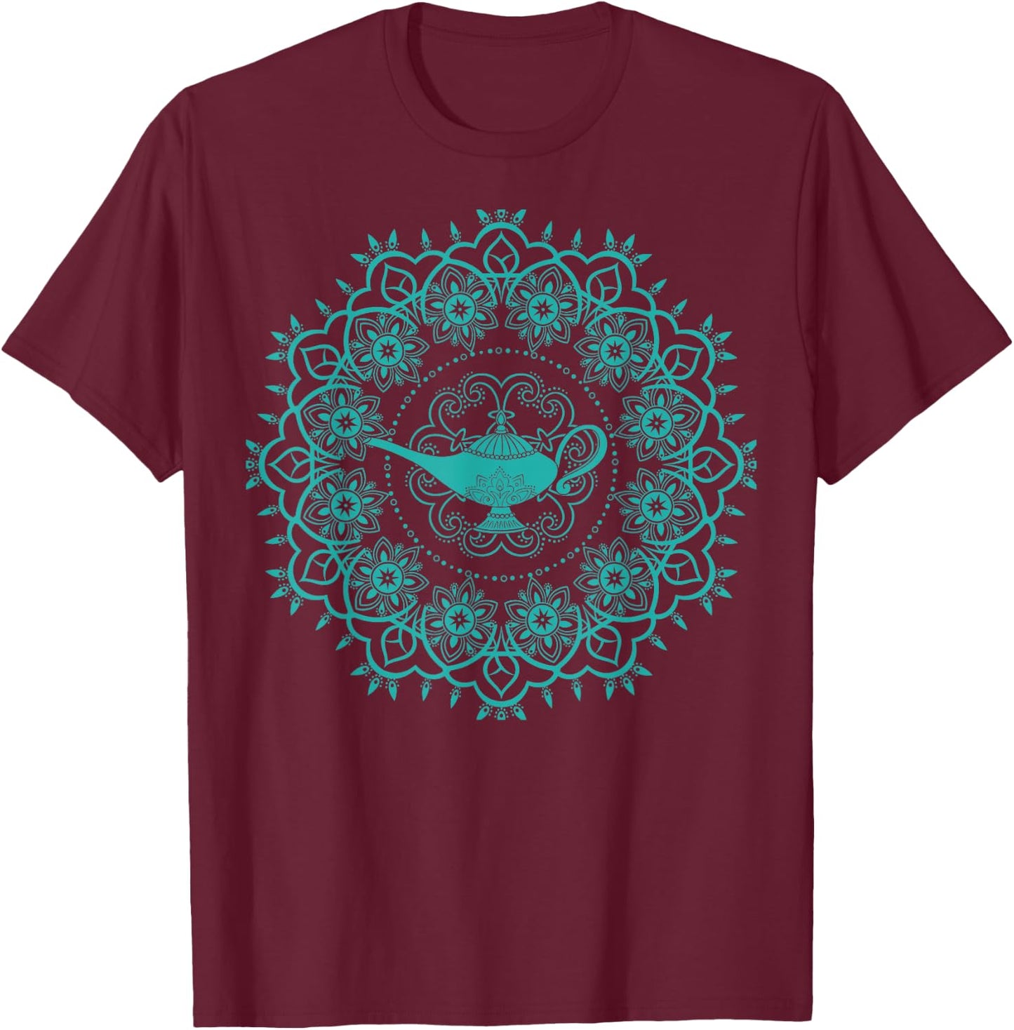 Disney Aladdin Genie's Lamp Teal Mandala T-Shirt - T-Shirt | Maroon