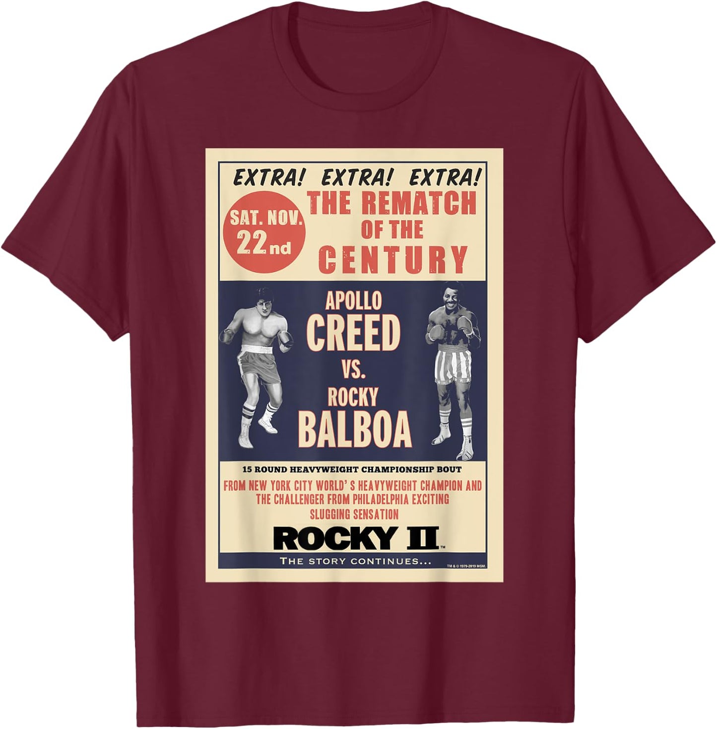 Rocky Creed Vs Balboa Rematch Of The Century Poster T-Shirt - T-Shirt | Maroon