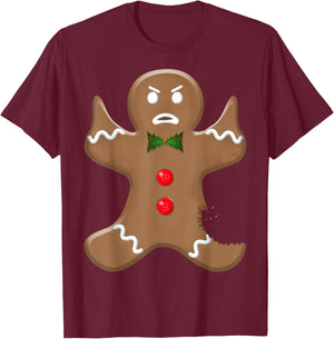Angry Holiday Gingerman Cookie Giving the Finger Christmas T-Shirt - T-Shirt | Maroon