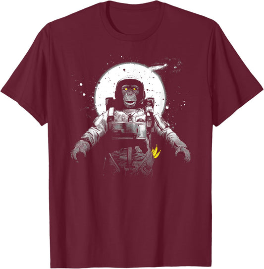 Monkey Astronaut Vintage Space Astronauts Monkeys T-Shirt - T-Shirt | Maroon