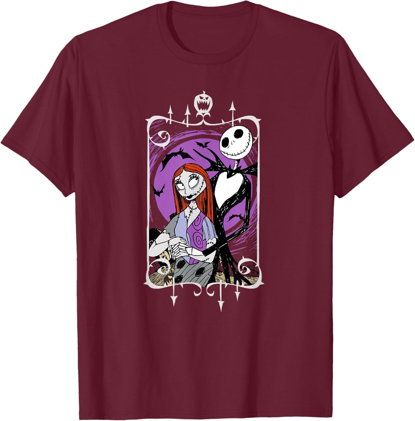 Disney - Nightmare Before Christmas Jack and Sally T-Shirt - T-Shirt | Maroon