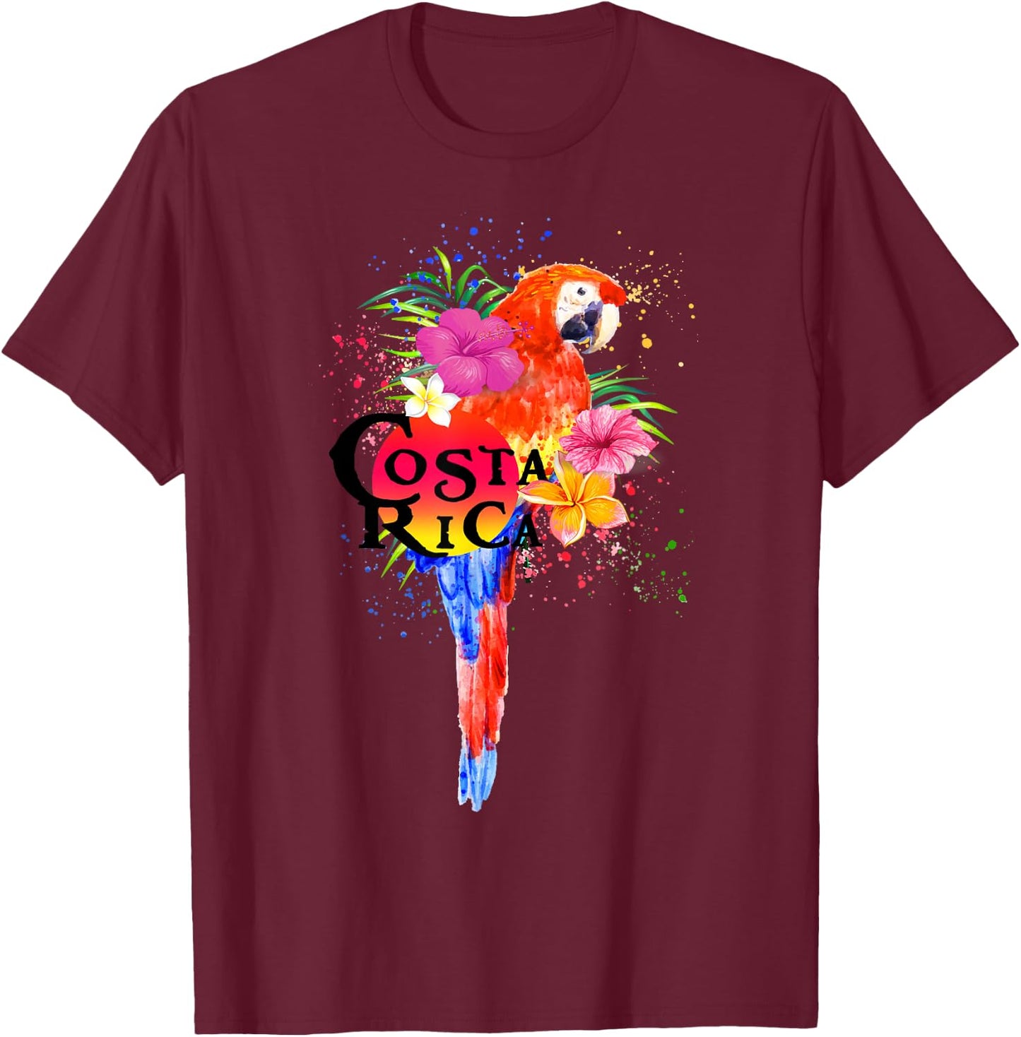 Costa Rica Tropical Parrot Colorful T-Shirt - T-Shirt | Maroon