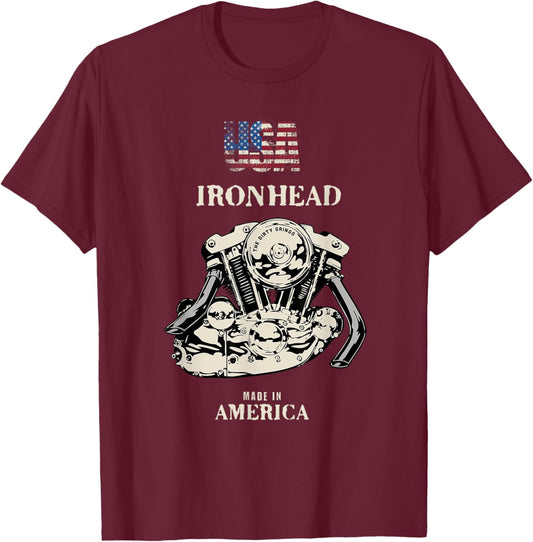 USA HD Ironhead Vtwin American Sportster Motorcycle Chopper T-Shirt - T-Shirt | Maroon