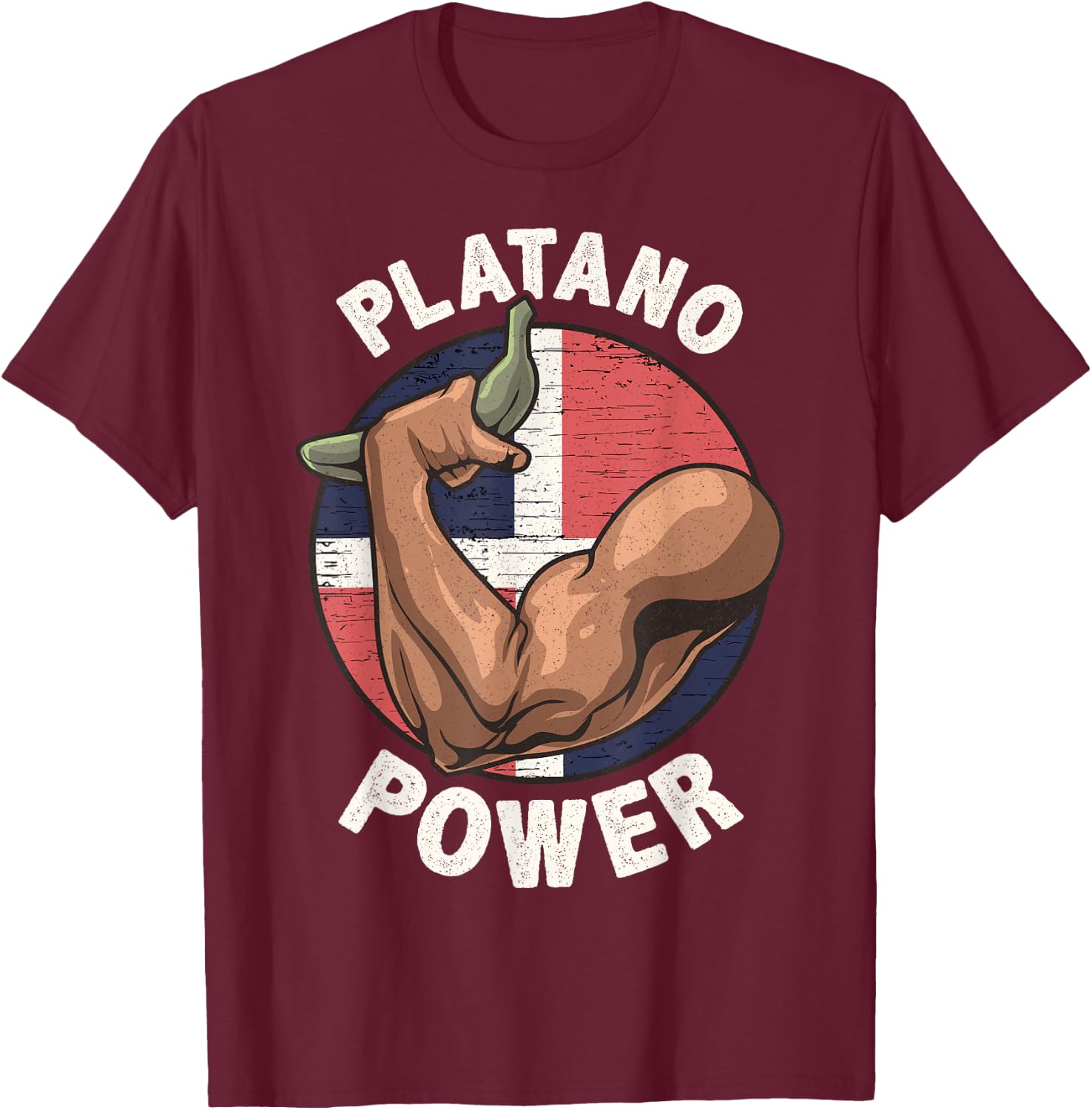 Platano Power Dominican Republic Pride Merch T-Shirt - T-Shirt | Maroon