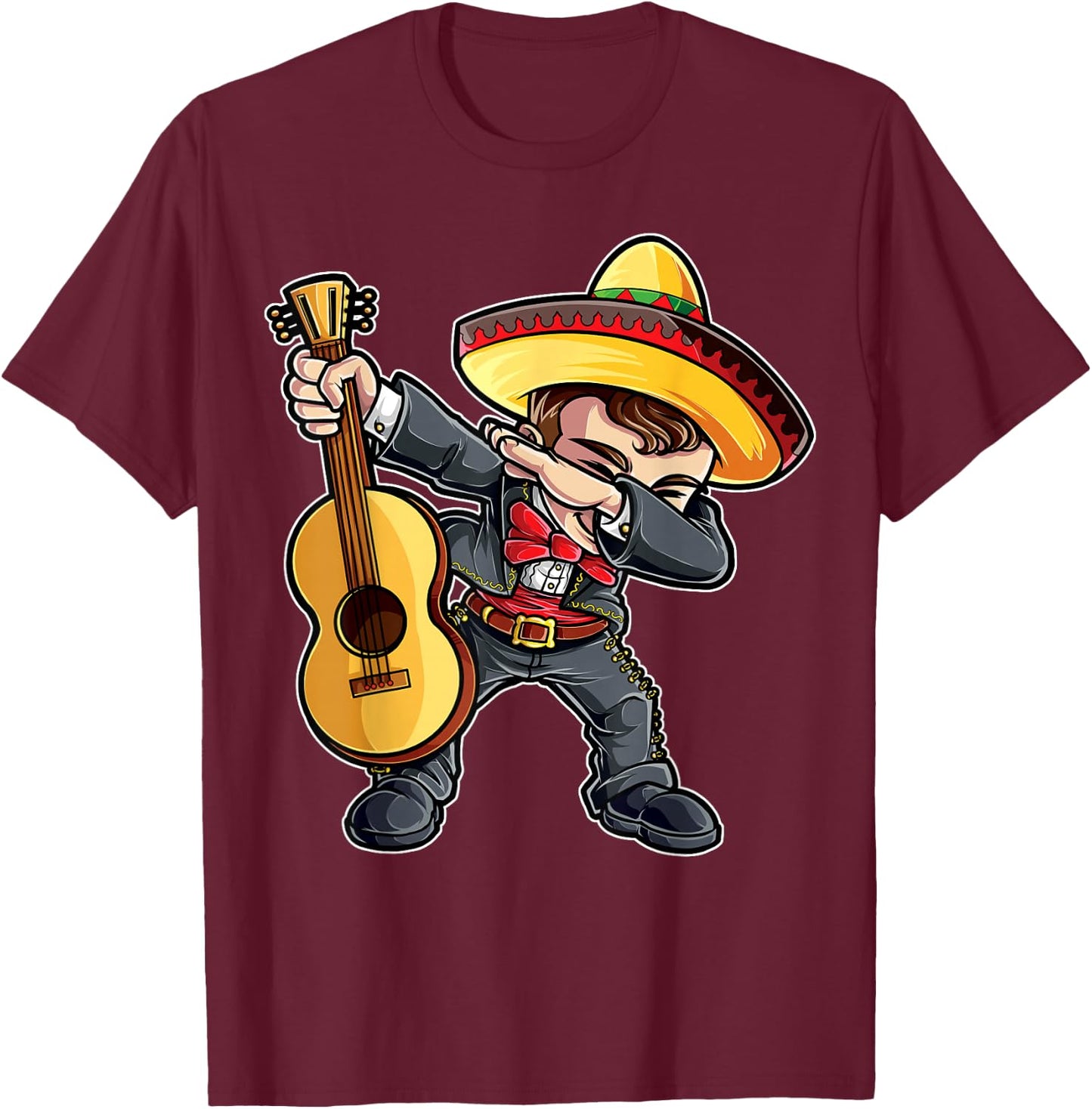 Dabbing Mariachi Cinco de Mayo Boys Girls Men Mexican Funny T-Shirt - T-Shirt | Maroon