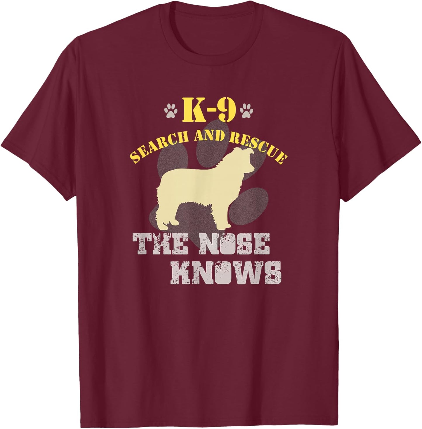K9 Search & Rescue Dog Team Border Collie Tracking SAR T-Shirt - T-Shirt | Maroon