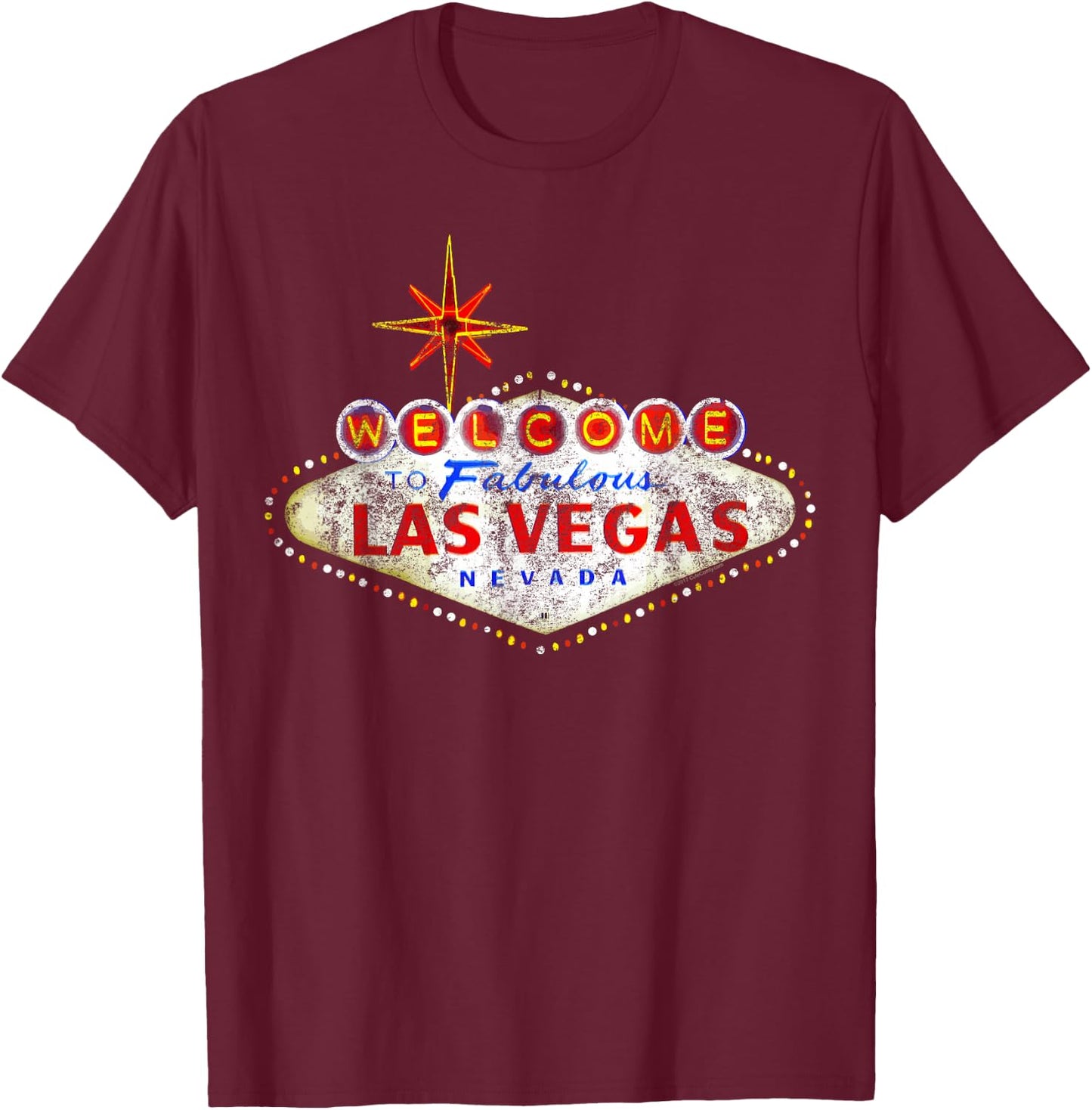 Welcome to Las Vegas Nevada Vintage Sign Souvenir T-Shirt - T-Shirt | Maroon