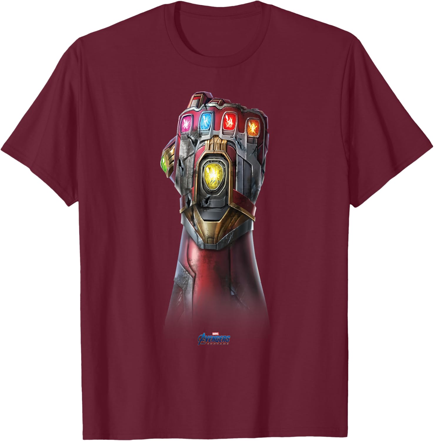 Marvel Avengers Endgame Infinity Stone Gauntlet Color Logo T-Shirt - T-Shirt | Maroon