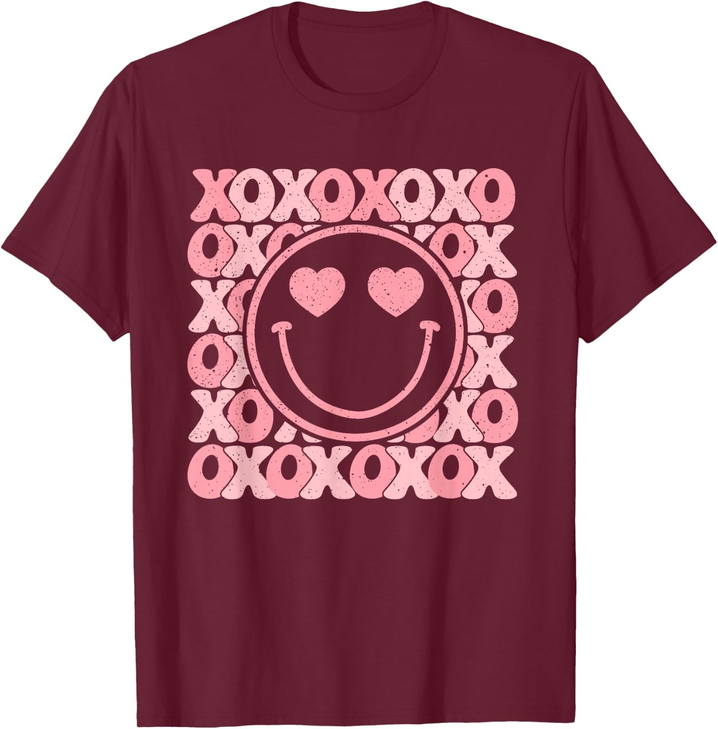 Xoxo Xo Xo Retro Groovy Smile Face Valentine Men Women Kids T-Shirt - T-Shirt | Maroon
