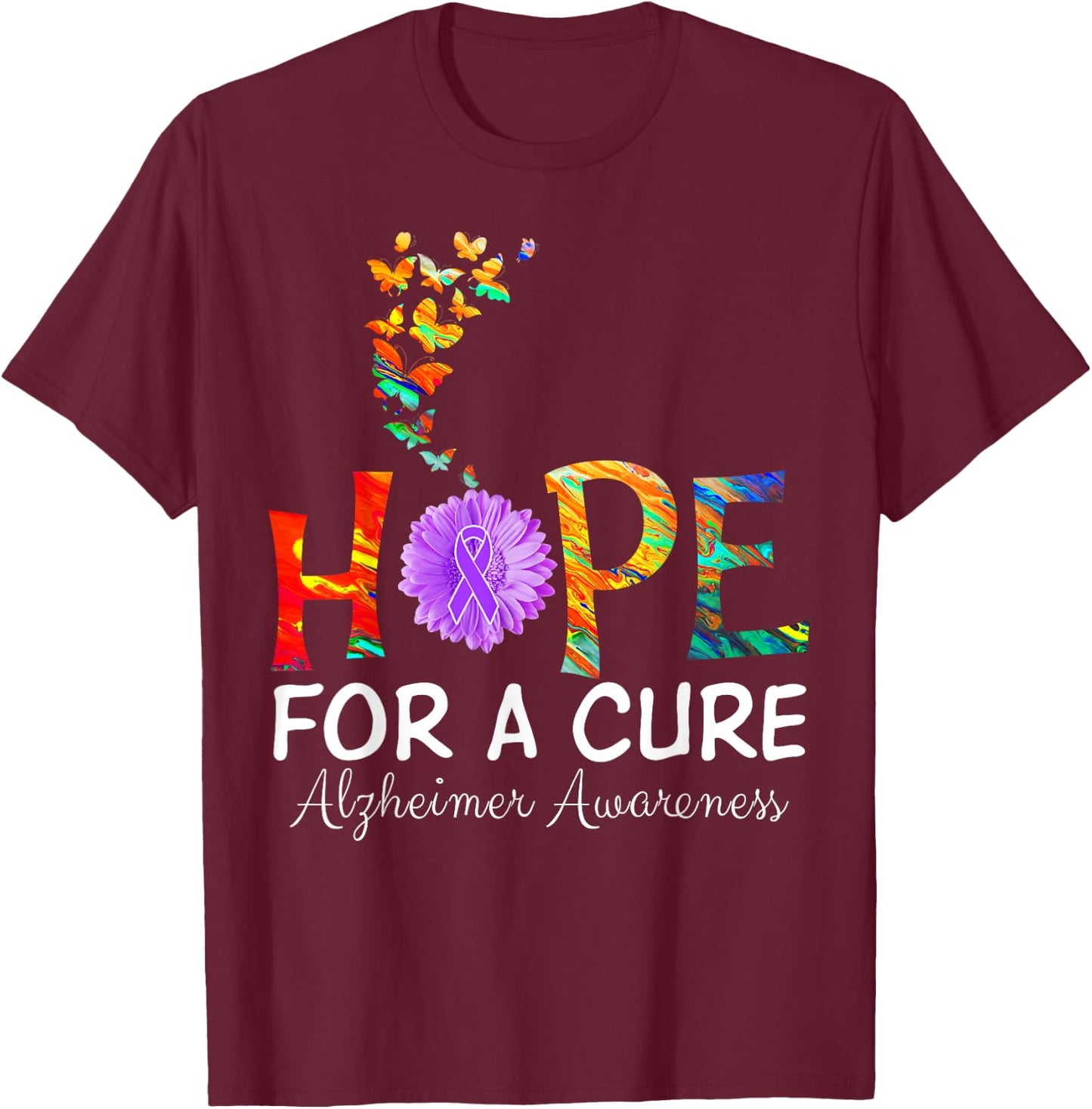 Alzheimer's awareness shirt Hope for a Cure classic Gift T-Shirt - T-Shirt | Maroon