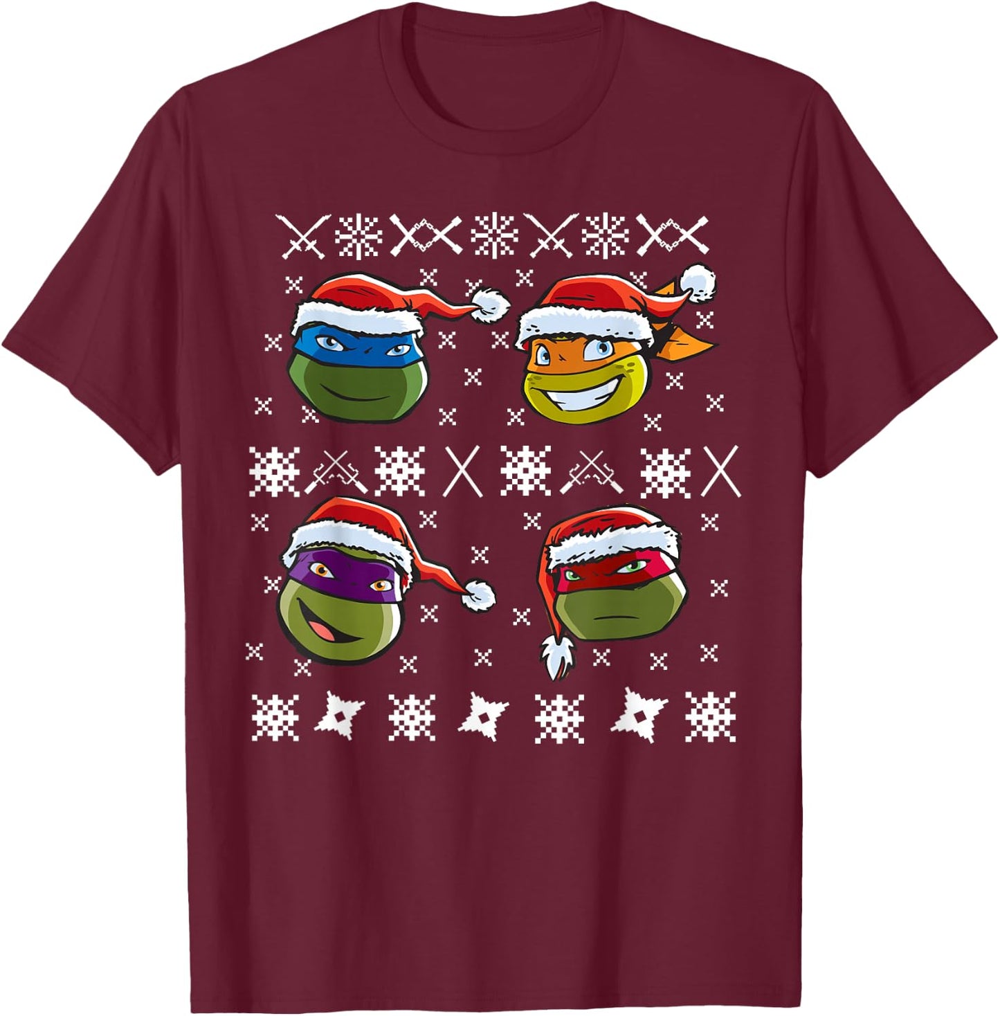 Teenage Mutant Ninja Turtles Christmas Sweater T-Shirt - T-Shirt | Maroon