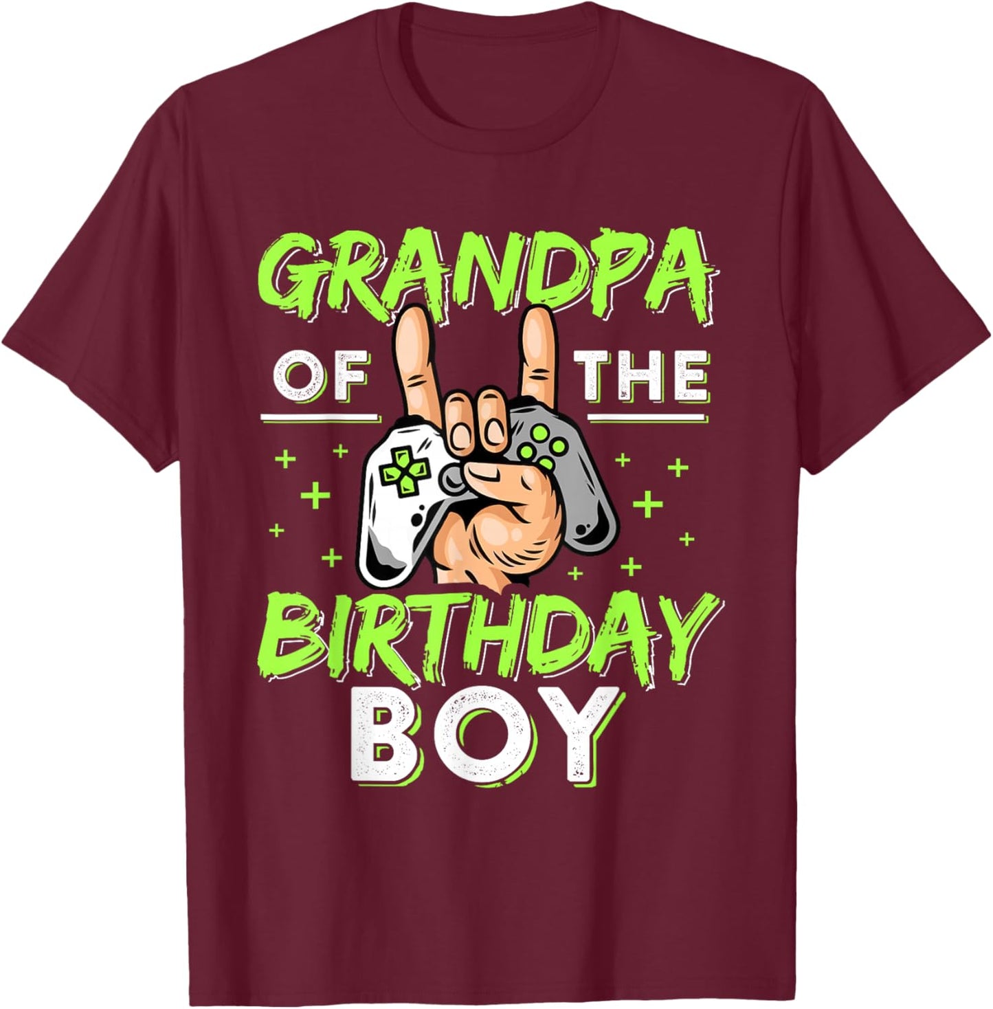 Gamer Birthday Grandpa of the Birthday Boy Video Game Kids T-Shirt - T-Shirt | Maroon