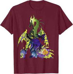 Disney Sleeping Beauty Maleficent Dragon Silhouette T-Shirt - T-Shirt | Maroon